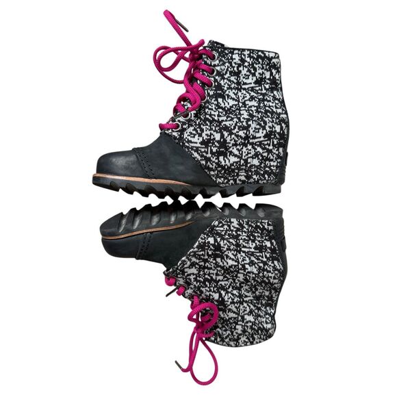 Sorel Boots PDX Wedge Ankle Black Pink Boots Size 7.5 - Picture 6 of 9